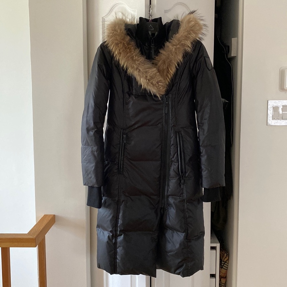 Rudsak Atelier Noir puffer coat with racoon fur hood